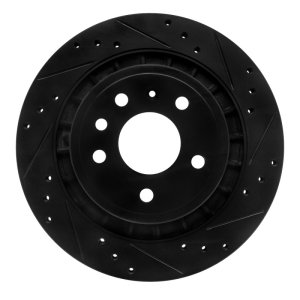 Saab 9-5 Brake Rotor (1) - Rear Right - R1 Concepts - Drilled & Slotted - Black - `02-`10